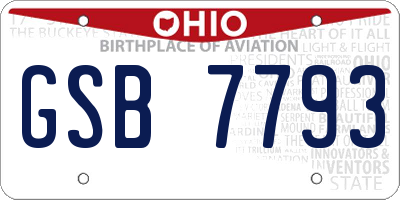 OH license plate GSB7793