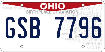 OH license plate GSB7796