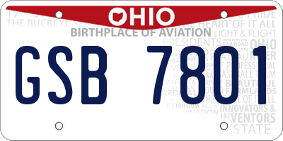 OH license plate GSB7801