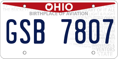 OH license plate GSB7807