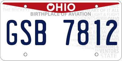 OH license plate GSB7812