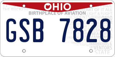 OH license plate GSB7828