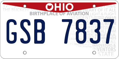 OH license plate GSB7837