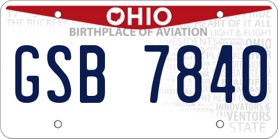 OH license plate GSB7840