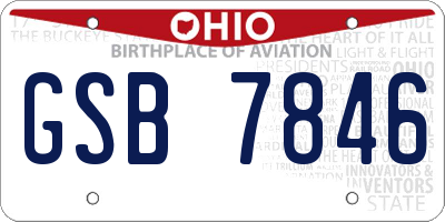 OH license plate GSB7846