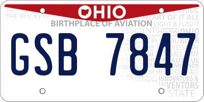 OH license plate GSB7847