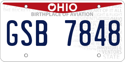 OH license plate GSB7848