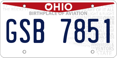 OH license plate GSB7851