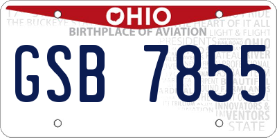 OH license plate GSB7855