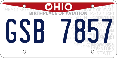 OH license plate GSB7857