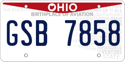 OH license plate GSB7858