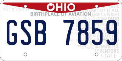 OH license plate GSB7859