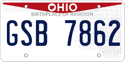 OH license plate GSB7862