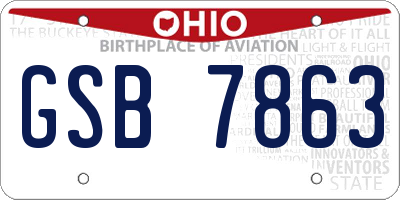 OH license plate GSB7863