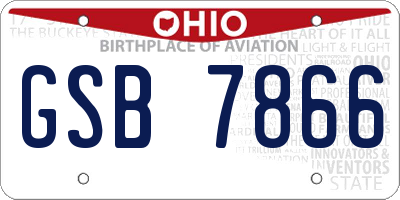 OH license plate GSB7866