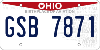 OH license plate GSB7871