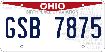OH license plate GSB7875