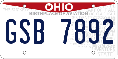 OH license plate GSB7892