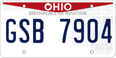 OH license plate GSB7904