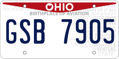 OH license plate GSB7905