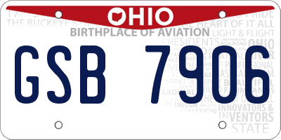 OH license plate GSB7906