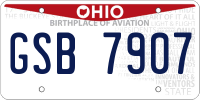 OH license plate GSB7907