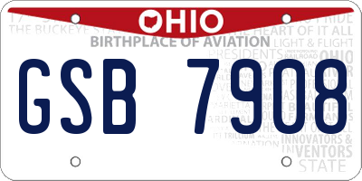 OH license plate GSB7908