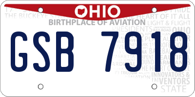 OH license plate GSB7918