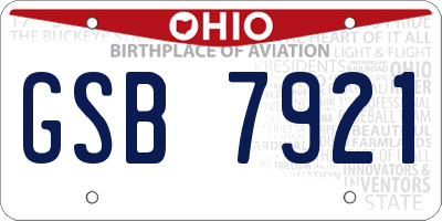 OH license plate GSB7921