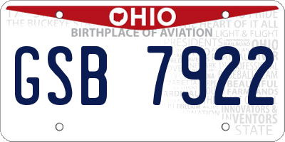 OH license plate GSB7922