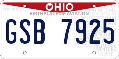 OH license plate GSB7925