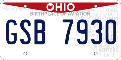 OH license plate GSB7930