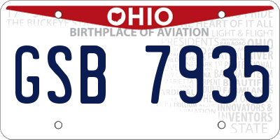 OH license plate GSB7935