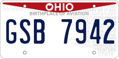 OH license plate GSB7942