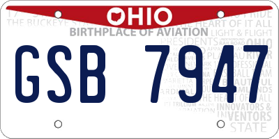 OH license plate GSB7947