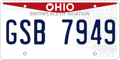 OH license plate GSB7949
