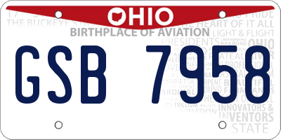 OH license plate GSB7958