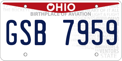 OH license plate GSB7959