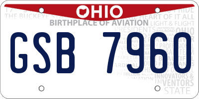 OH license plate GSB7960