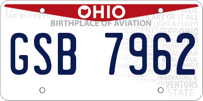 OH license plate GSB7962