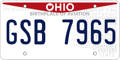 OH license plate GSB7965