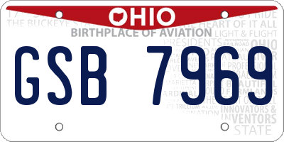 OH license plate GSB7969