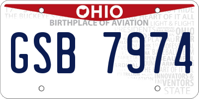 OH license plate GSB7974