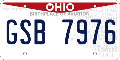 OH license plate GSB7976