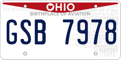 OH license plate GSB7978