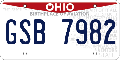 OH license plate GSB7982