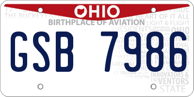 OH license plate GSB7986