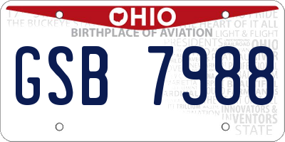OH license plate GSB7988