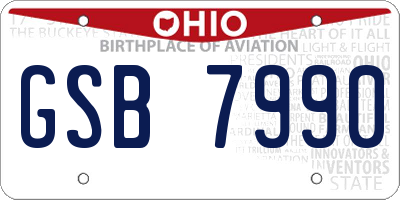 OH license plate GSB7990