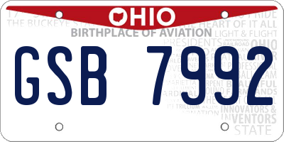 OH license plate GSB7992